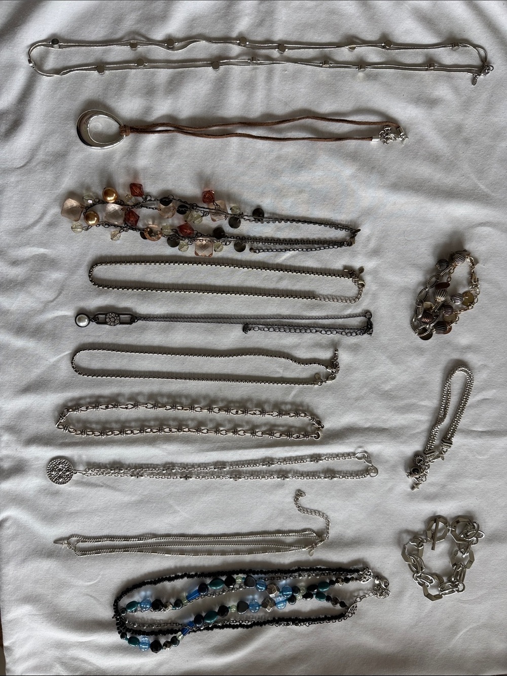 Premier Design Vtg Mixed Silver Tone and Multicolor Women's Necklace & Bracelets